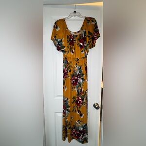 ODDY Floral Mustard Maxi Dress